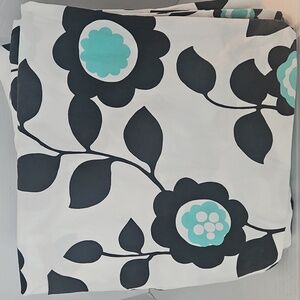Pottery Barn Teen Nouveau Floral Teal Black Cotton Queen Duvet Cover